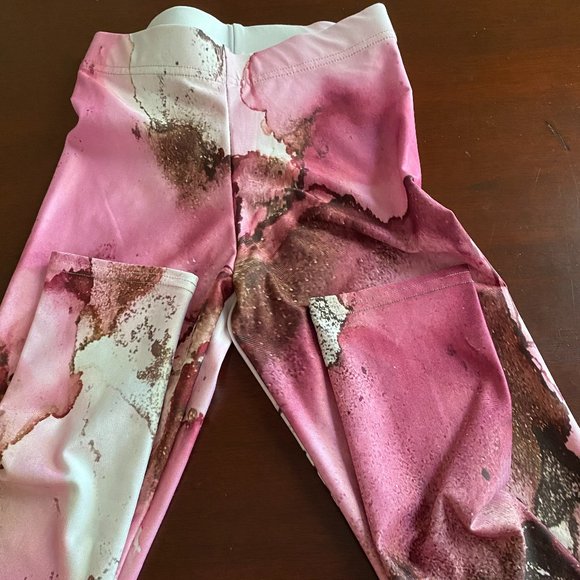 Fashioning Art Pink Watercolor Print Leggings Sz XS Athleisure Artsy Barbiecore - Picture 2 of 8